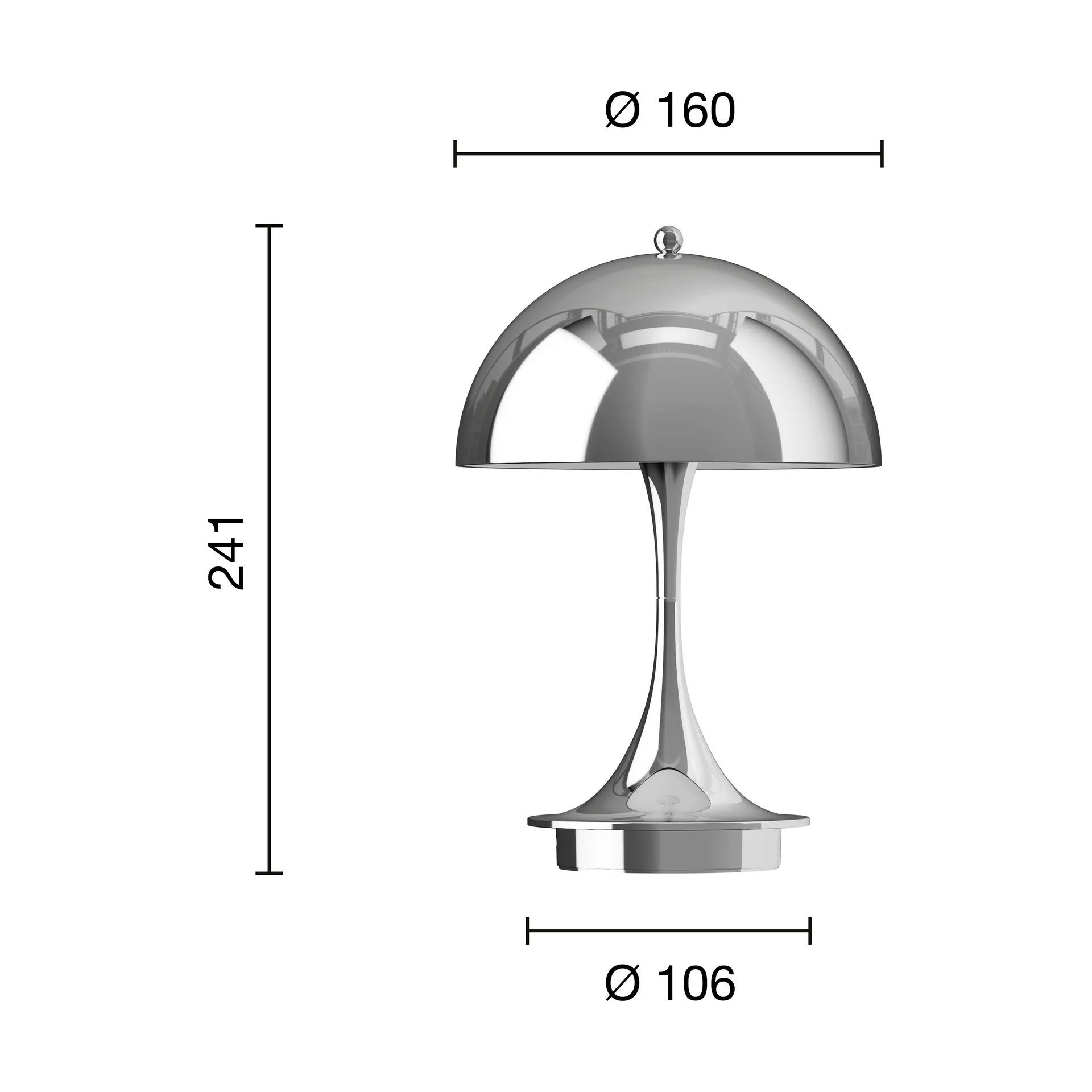 Panthella 160 Portable v3 tafellamp, Chrome Louis Poulsen