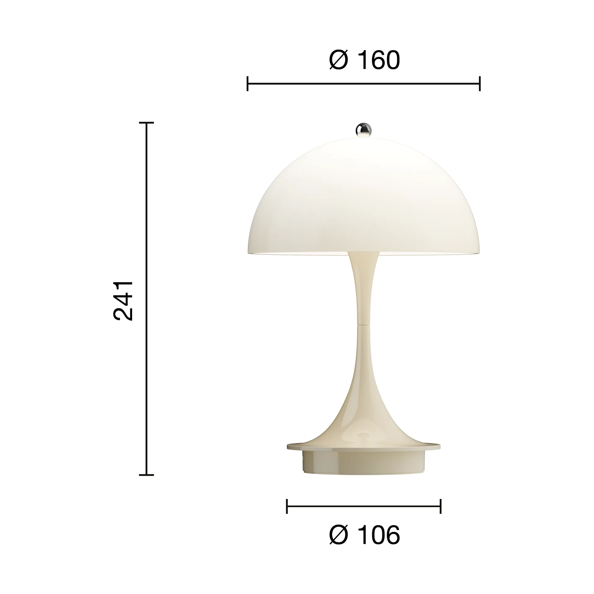 Panthella 160 Portable v3 tafellamp, Opal beige Louis Poulsen