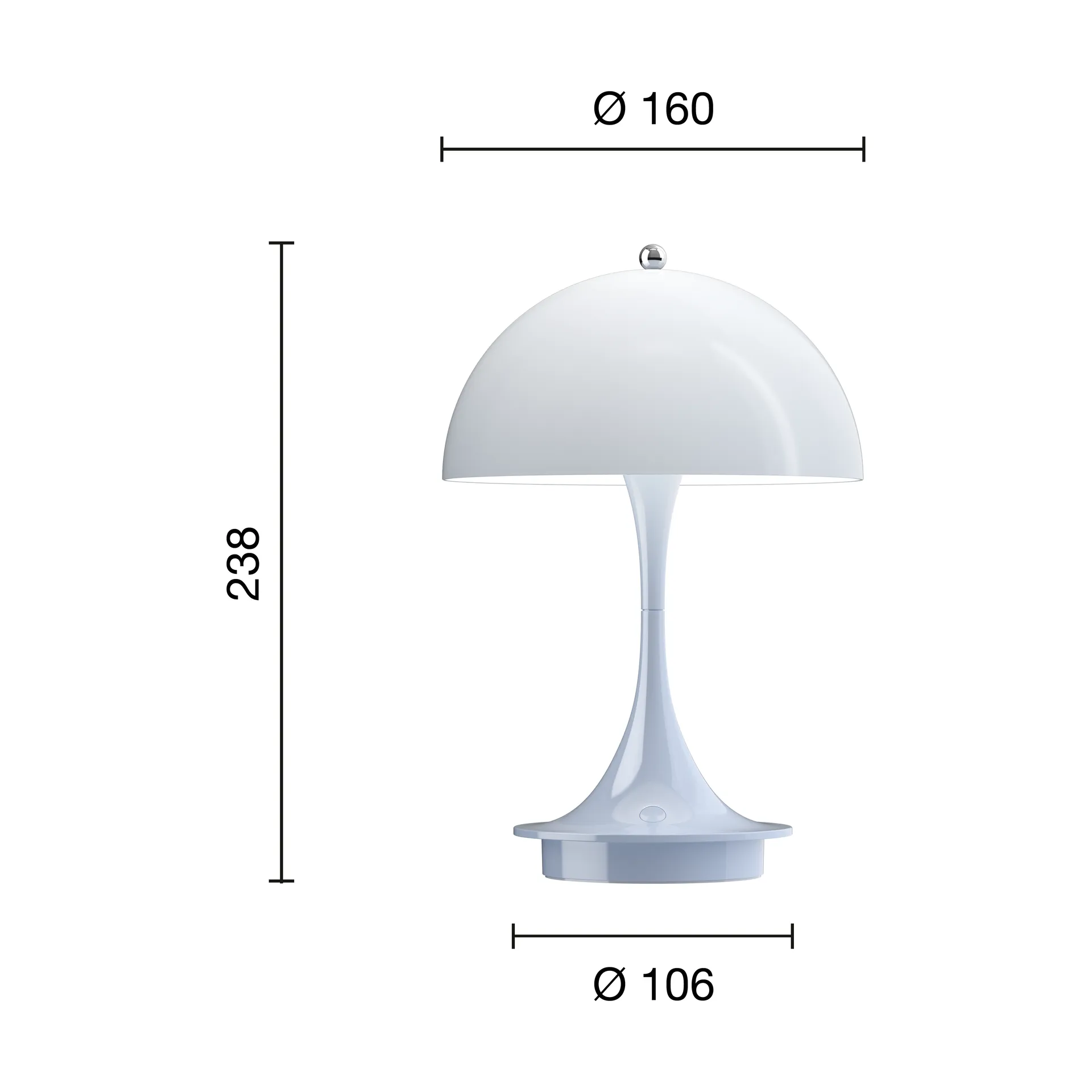 Panthella 160 Portable v3 tafellamp, Opal pale blue Louis Poulsen