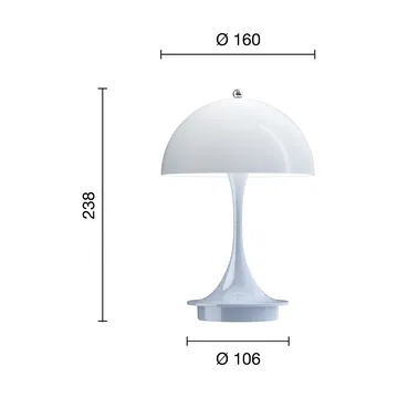 Panthella 160 Portable v3 tafellamp - Opal pale blue - Louis Poulsen
