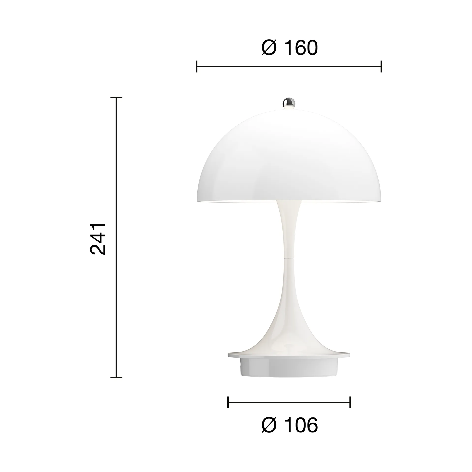 Panthella 160 Portable v3 tafellamp, Opal white Louis Poulsen