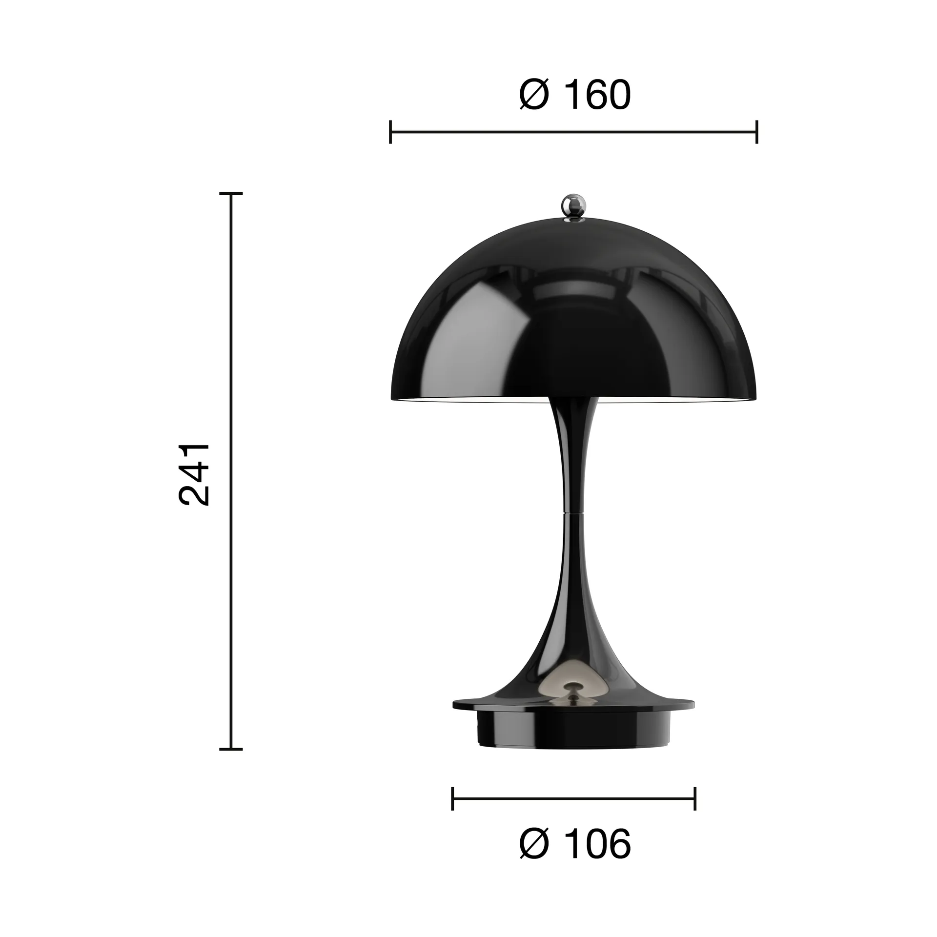 Panthella 160 Portable v3 tafellamp, Opaque black Louis Poulsen