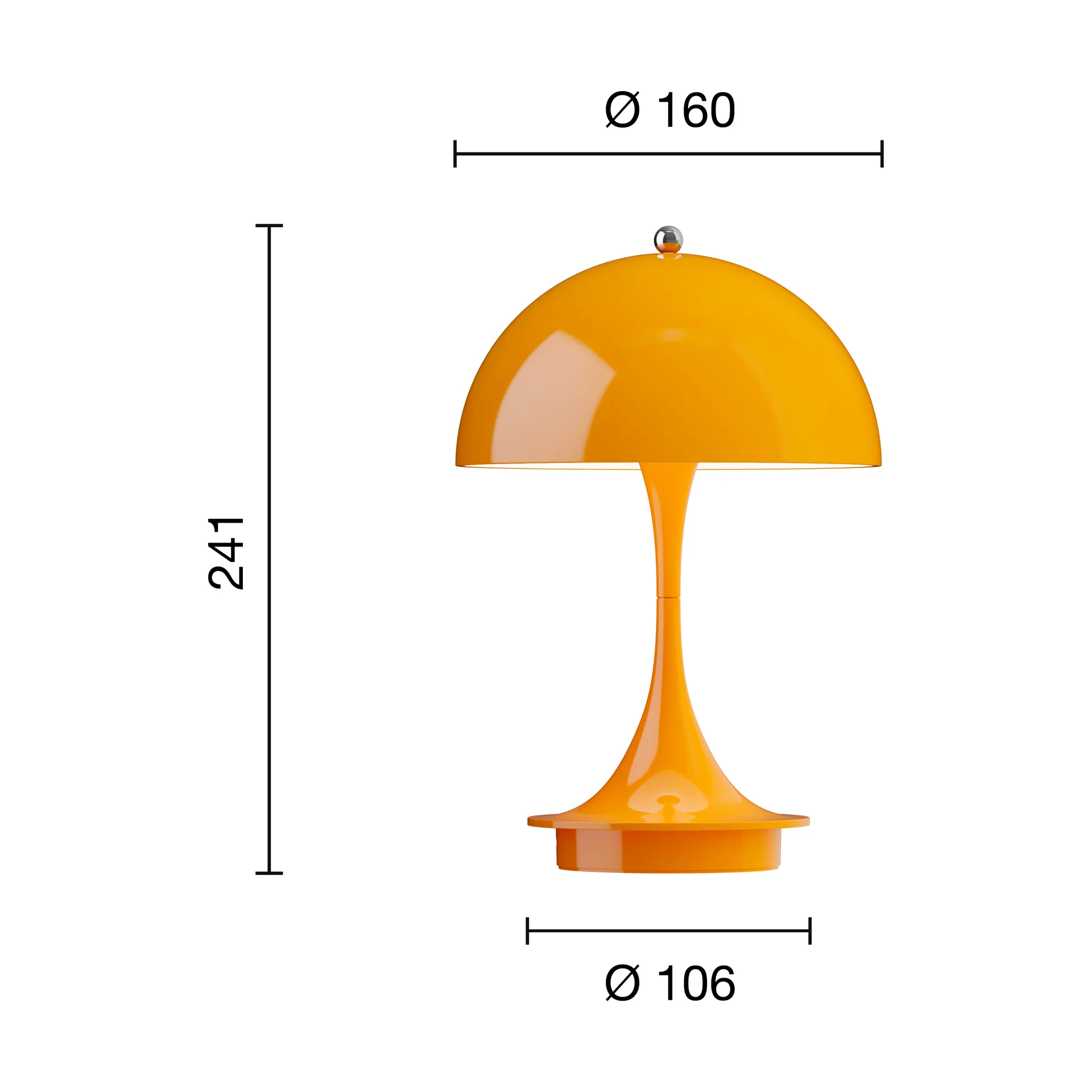 Panthella 160 Portable v3 tafellamp, Opaque orange Louis Poulsen