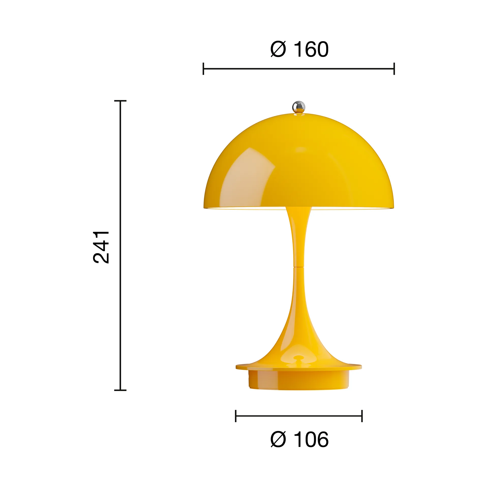 Panthella 160 Portable v3 tafellamp, Opaque yellow Louis Poulsen