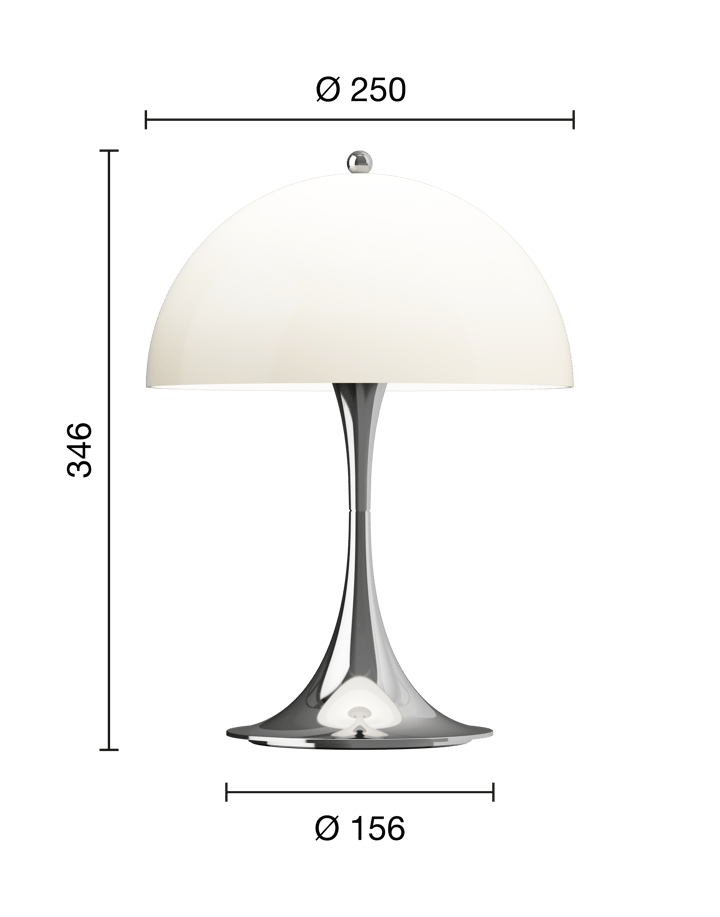 Panthella 250 draagbare tafellamp, Chrome opal beige Louis Poulsen