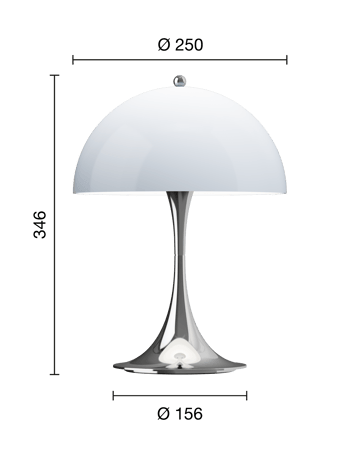 Panthella 250 draagbare tafellamp - Chrome opal blue grey - Louis Poulsen