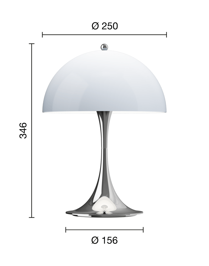 Panthella 250 draagbare tafellamp, Chrome opal blue grey Louis Poulsen