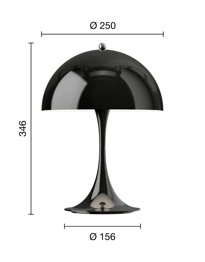 Panthella 250 draagbare tafellamp, Opaque black Louis Poulsen