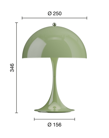 Panthella 250 draagbare tafellamp - Opaque moss green - Louis Poulsen