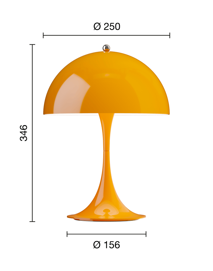 Panthella 250 draagbare tafellamp, Opaque orange Louis Poulsen