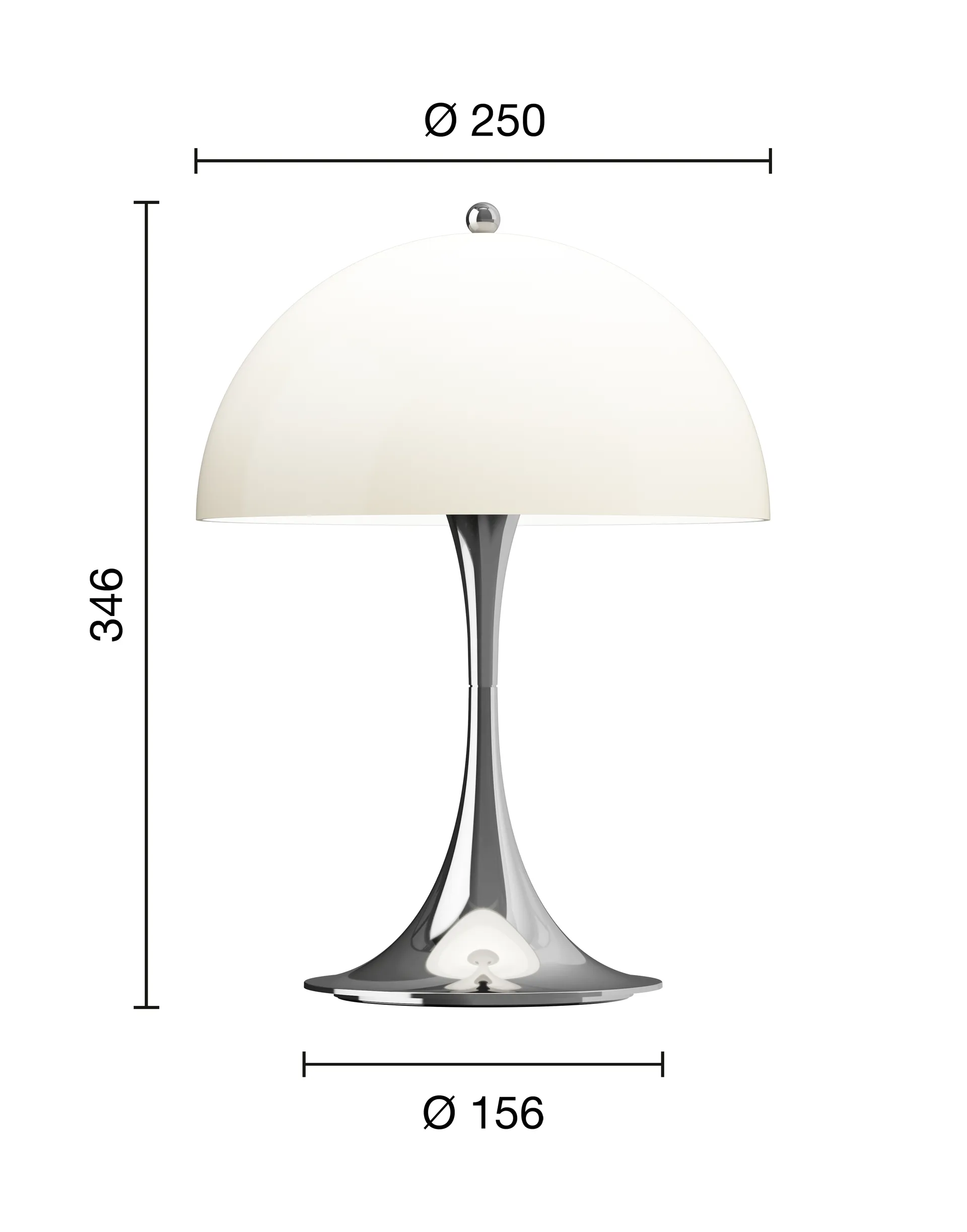 Panthella 250 draagbare tafellamp V3, Chrome opal beige Louis Poulsen