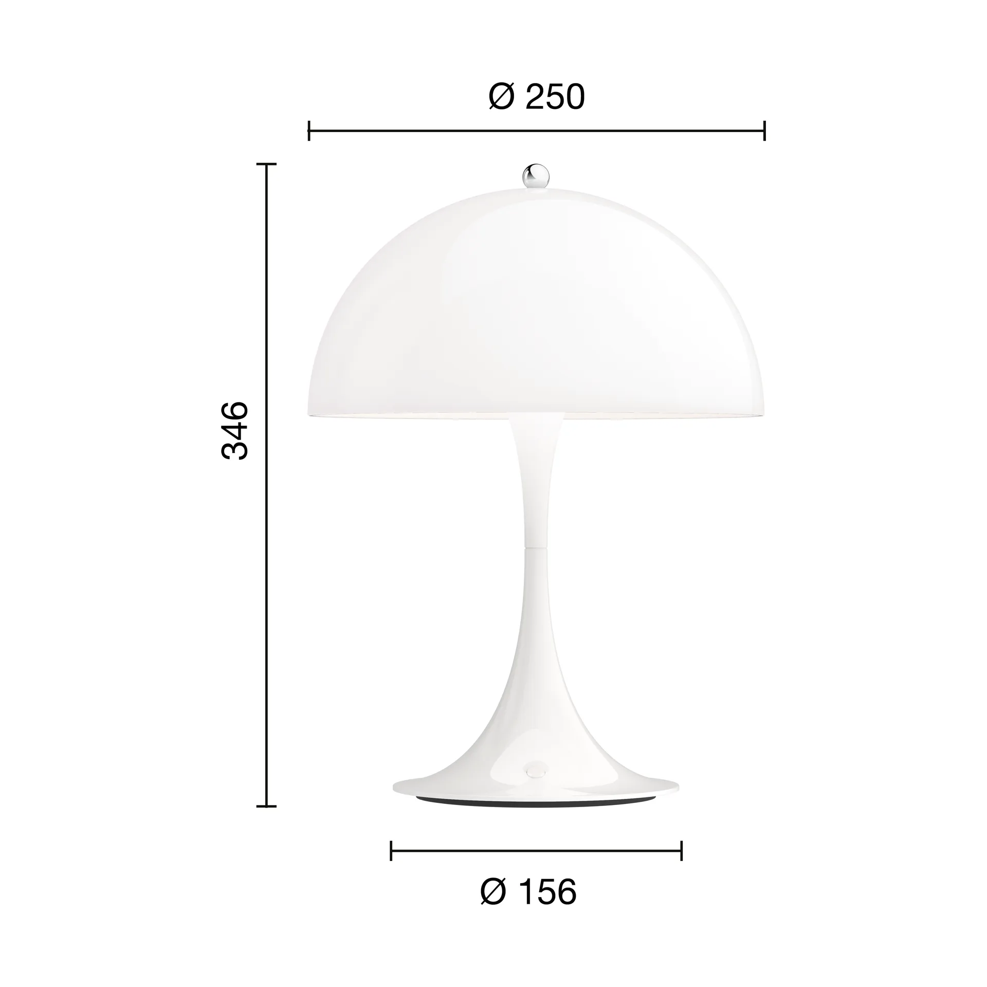 Panthella 250 draagbare tafellamp V3, Wit opaal acryl Louis Poulsen