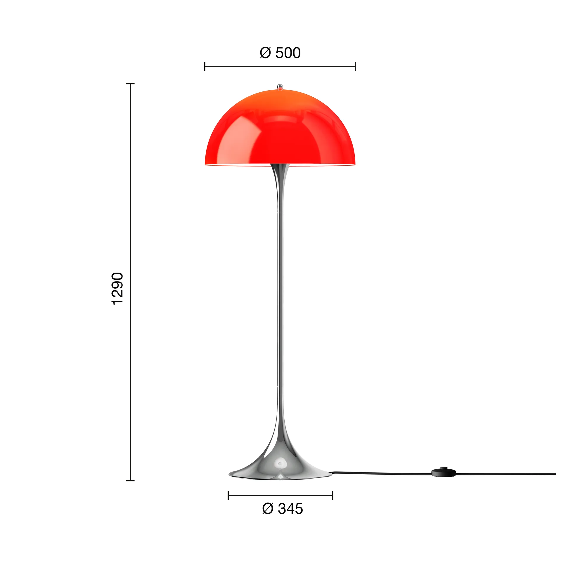 Panthella 500 vloerlamp, Original opaalrood Louis Poulsen