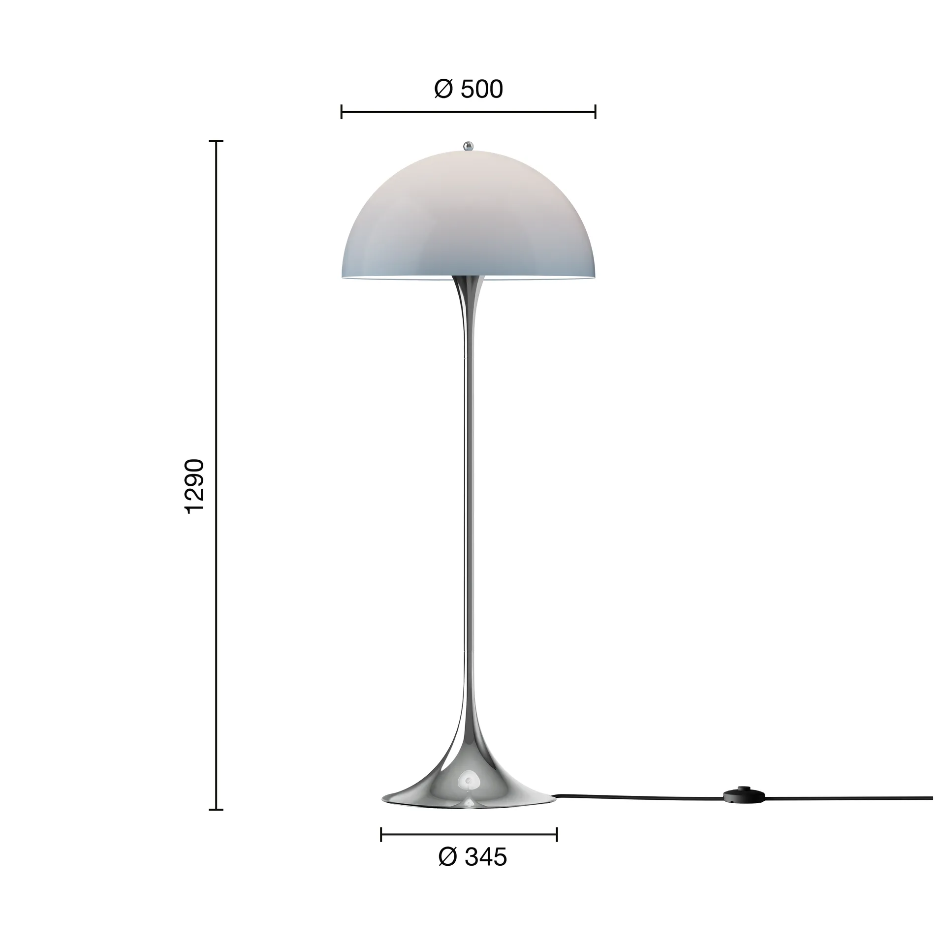 Panthella 500 vloerlamp, Original opal blue grey Louis Poulsen