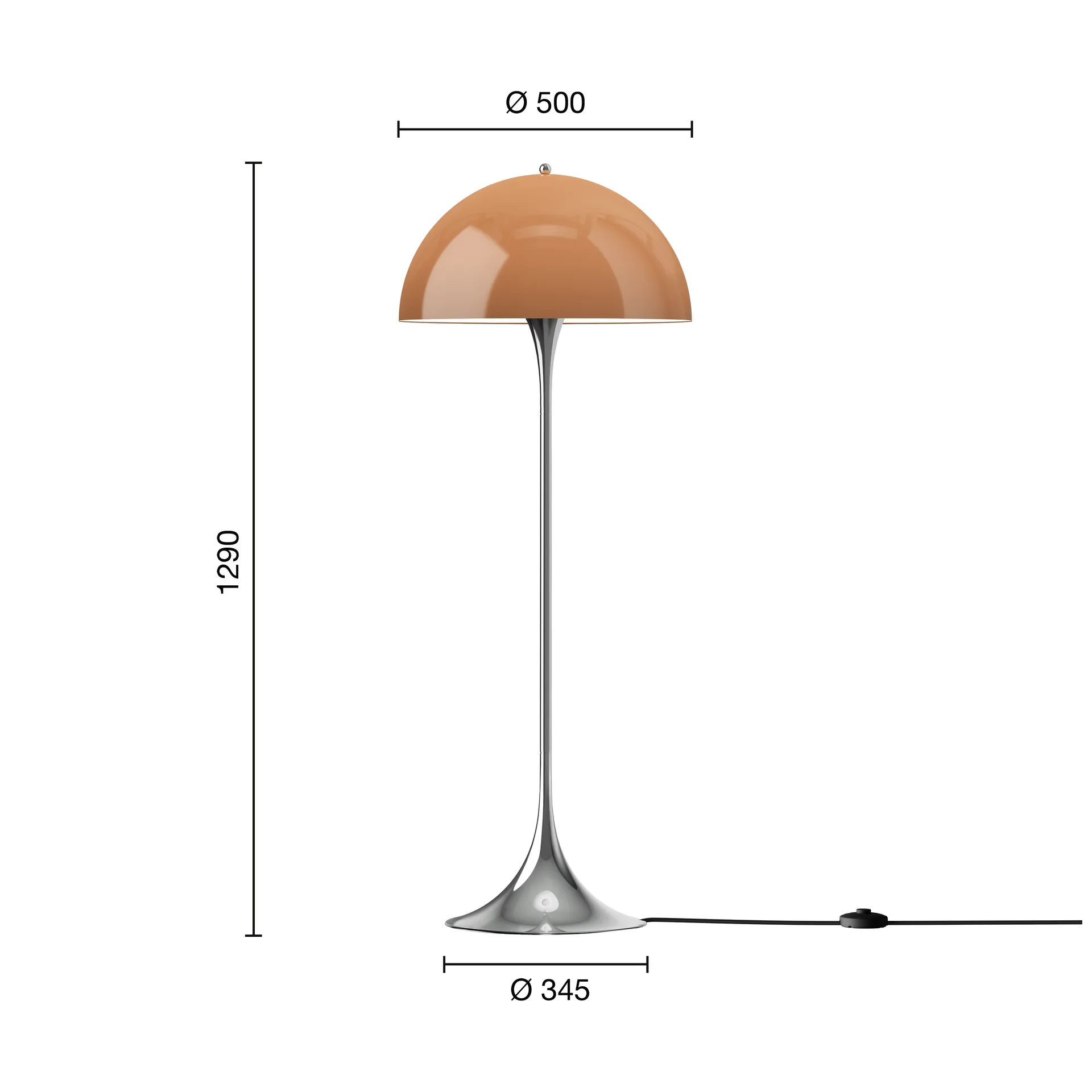 Panthella 500 vloerlamp, Original opal brown Louis Poulsen