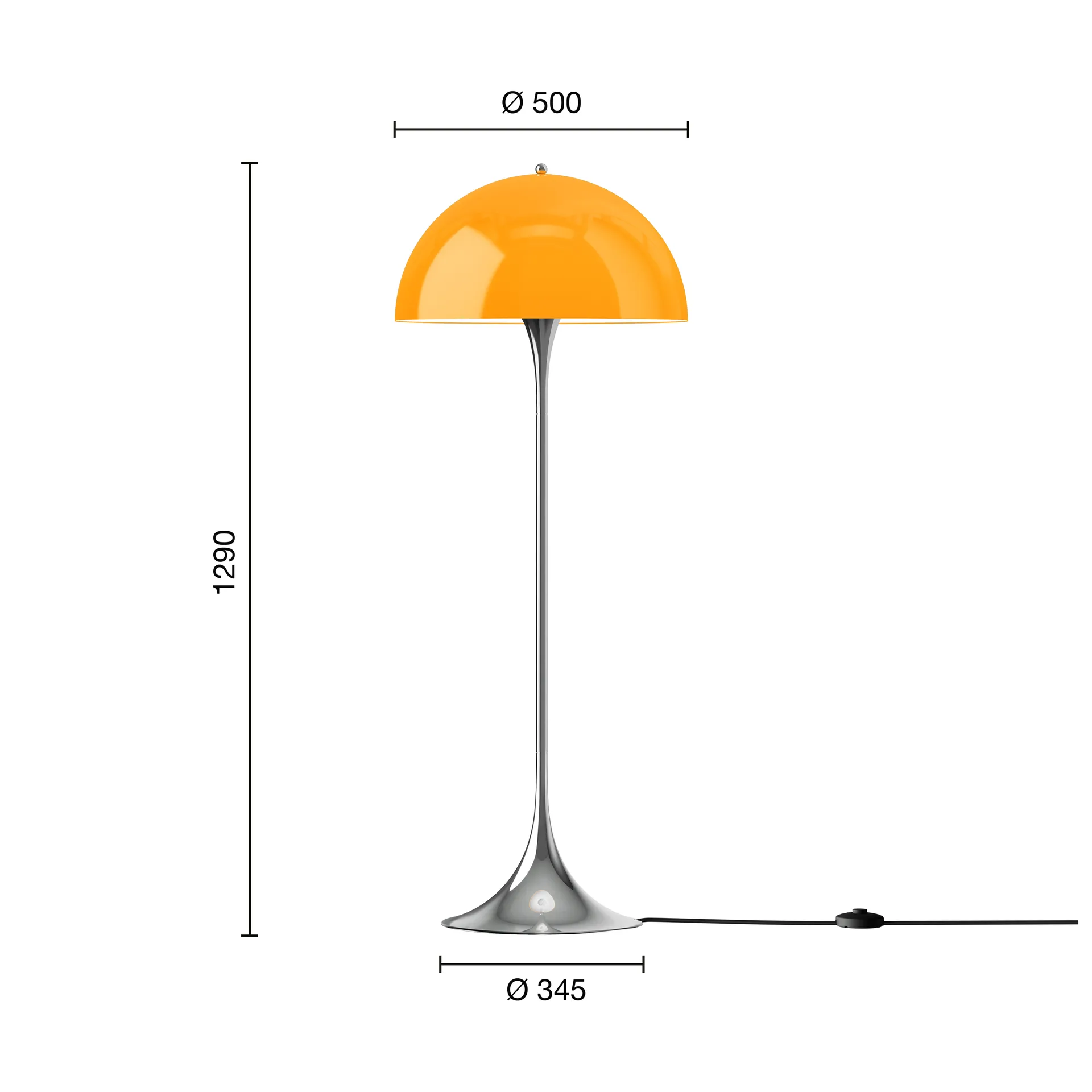 Panthella 500 vloerlamp, Original opal orange Louis Poulsen