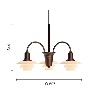 PH 1/1 Chandelier Centenary Edition kroonluchter - Brass-dusty terracotta, 3 armen - Louis Poulsen