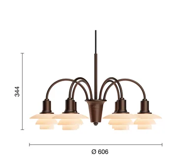 PH 1/1 Chandelier Centenary Edition kroonluchter - Brass-dusty terracotta, 6 armen - Louis Poulsen