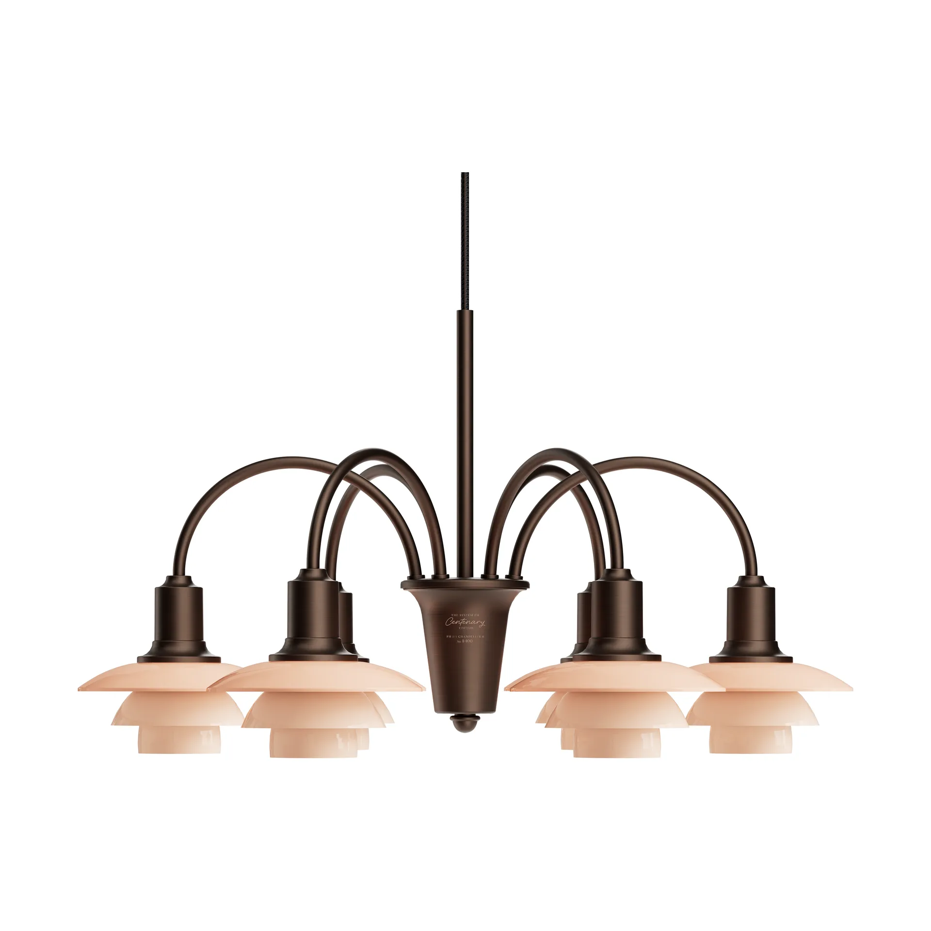 PH 1/1 Chandelier Centenary Edition kroonluchter, Brass-dusty terracotta, 6 armen Louis Poulsen