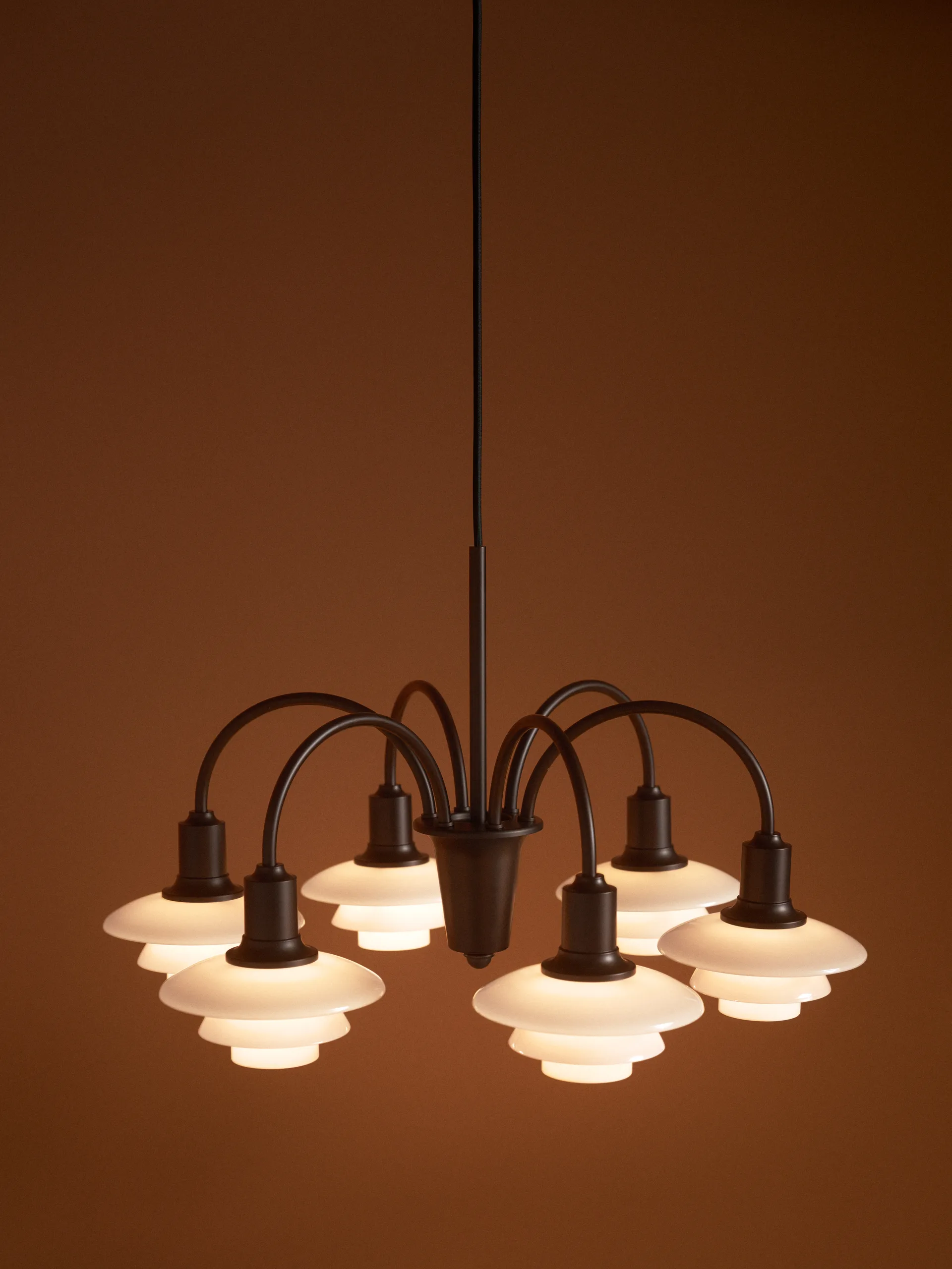 PH 1/1 Chandelier Centenary Edition kroonluchter, Brass-dusty terracotta, 6 armen Louis Poulsen
