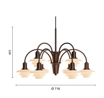 PH 1/1 Chandelier Centenary Edition kroonluchter - Brass-dusty terracotta, 9 armen - Louis Poulsen