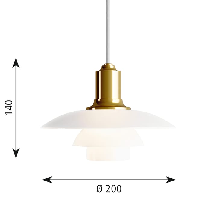 PH 2/1 hanglamp, Gemetalliseerd messing Louis Poulsen