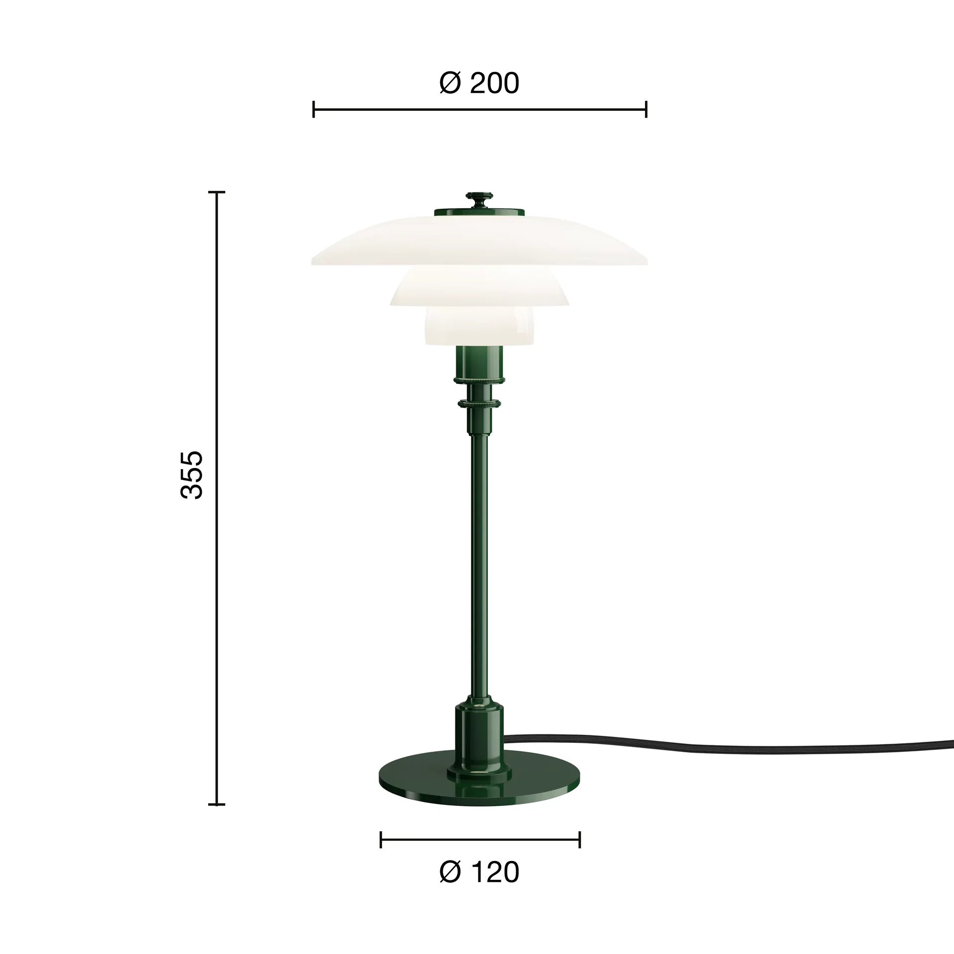 PH 2/1 tafellamp, Glossy deep green Louis Poulsen
