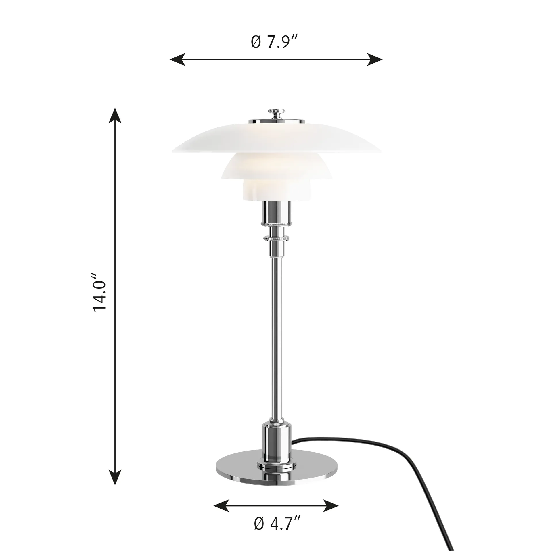 PH 2/1tafellamp, Chroom Louis Poulsen