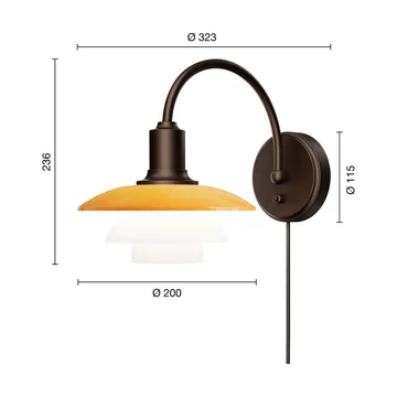 PH 2/2 Centenary Edition wandlamp - Amber-opaal wit, stekker - Louis Poulsen