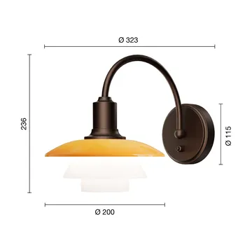 PH 2/2 Centenary Edition wandlamp - Amber-opaalwit, snelle installatie - Louis Poulsen