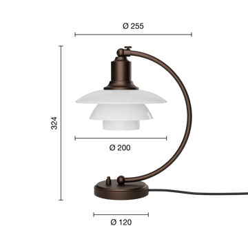 PH 2/2 Luna tafellamp - Aged brass-opaalglas - Louis Poulsen