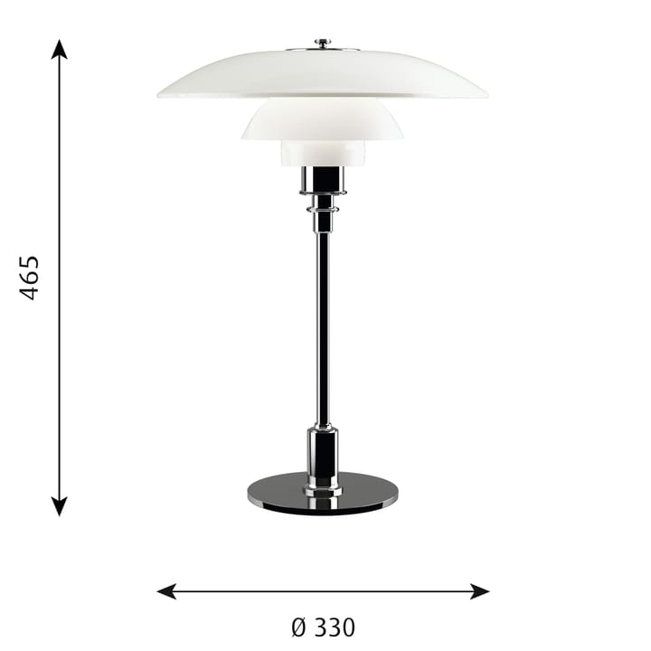 PH 3½-2½ opaalglas tafellamp, Chroom Louis Poulsen