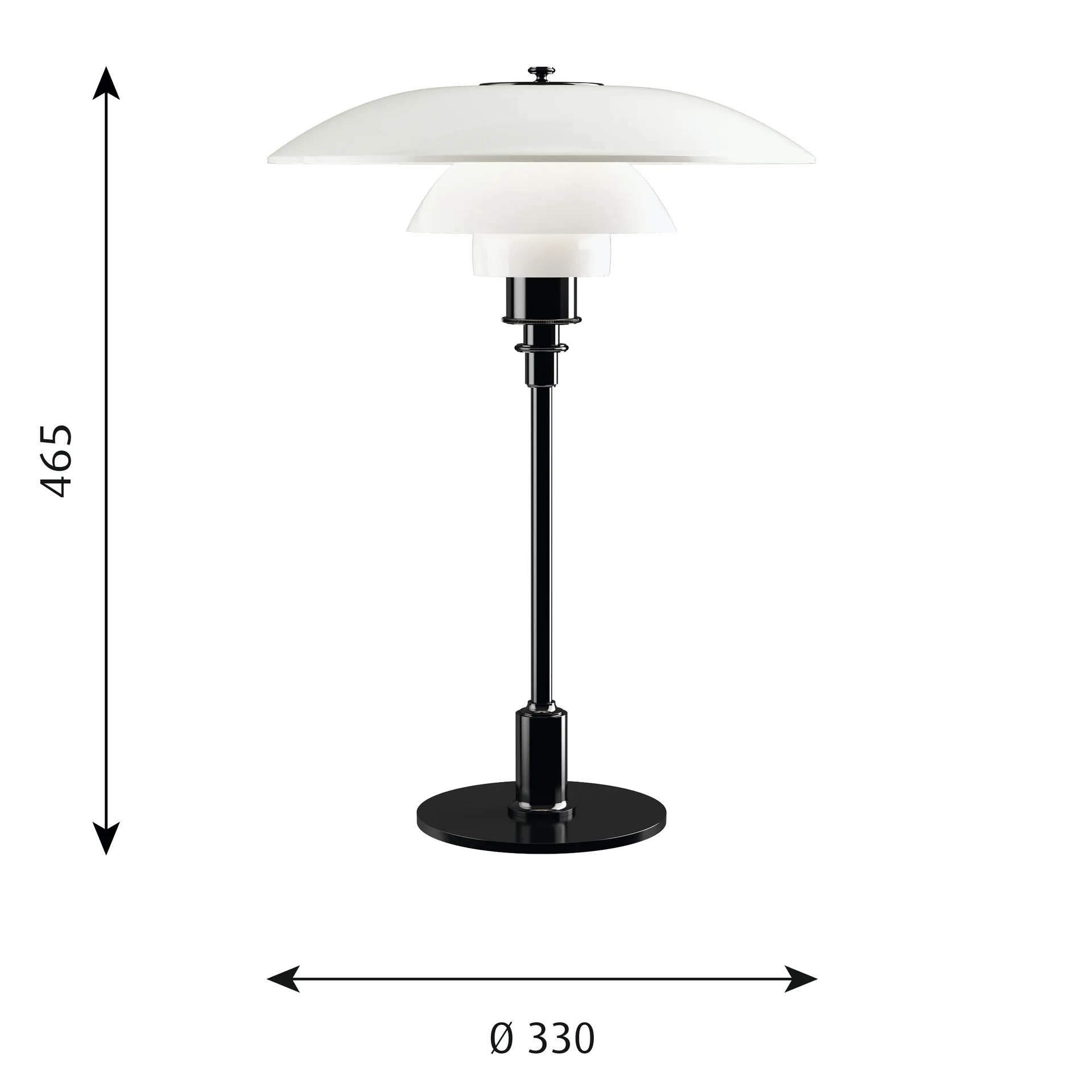 PH 3½-2½ opaalglas tafellamp, Zwart Louis Poulsen