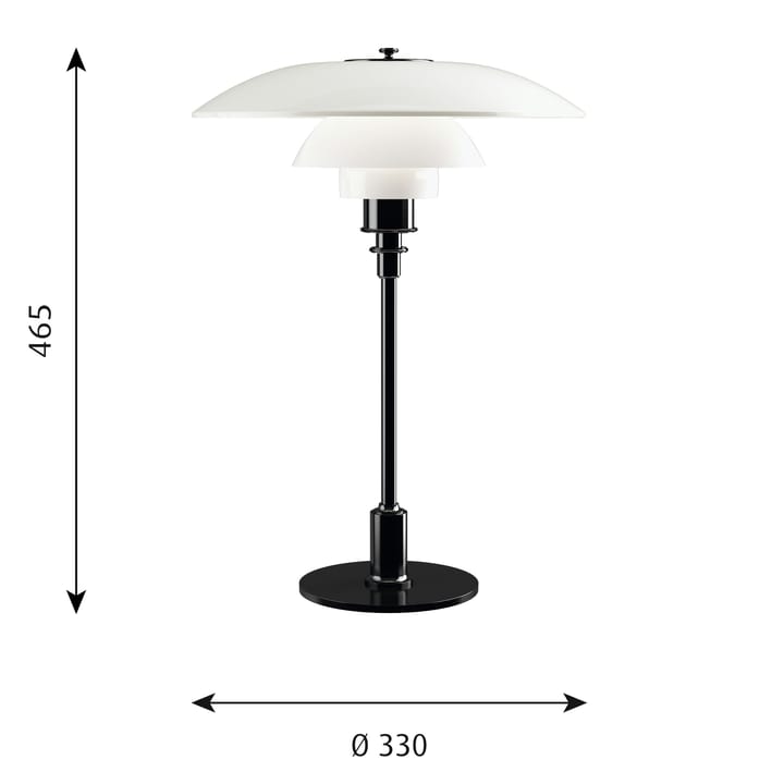 PH 3½-2½ opaalglas tafellamp, Zwart Louis Poulsen