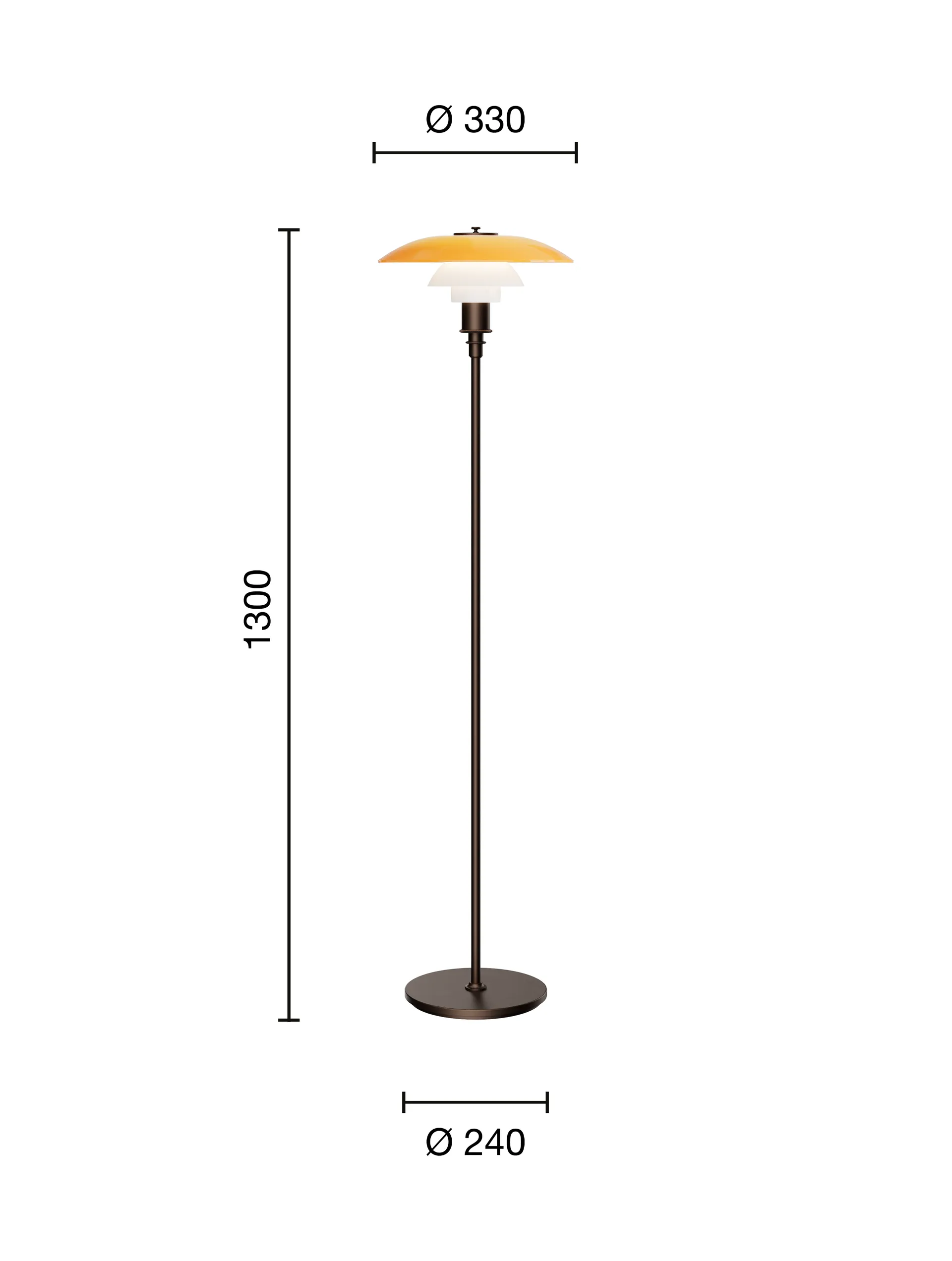 PH 3½-2½ vloerlamp Centenary Edition, Amber-opaalwit Louis Poulsen