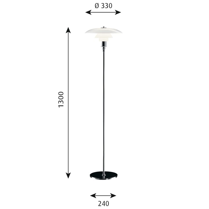 PH 3½-2½ vloerlamp, Chroom Louis Poulsen