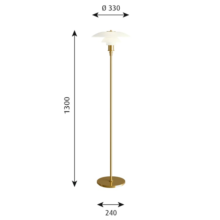 PH 3½-2½ vloerlamp, Messing Louis Poulsen