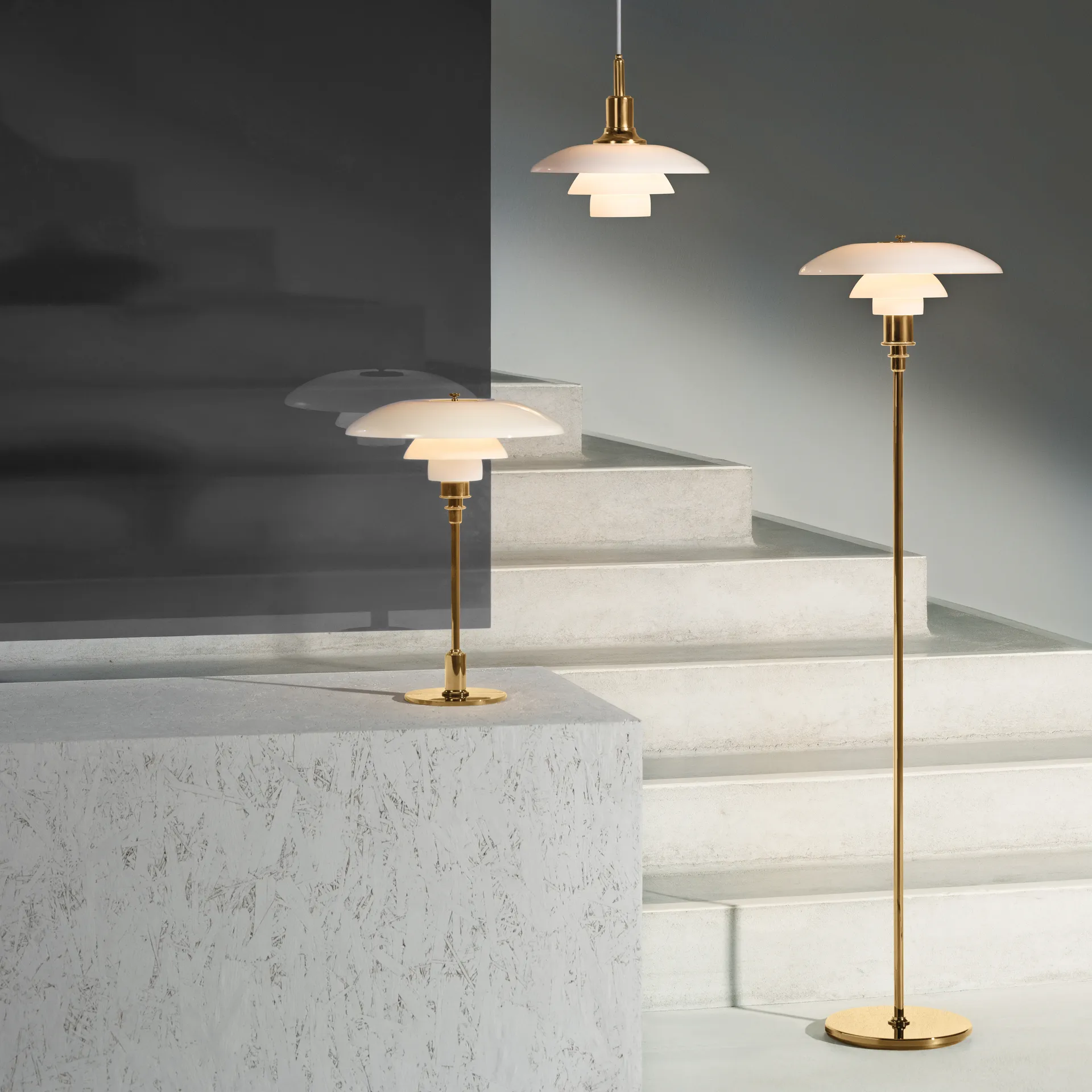 PH 3½-2½ vloerlamp, Messing Louis Poulsen