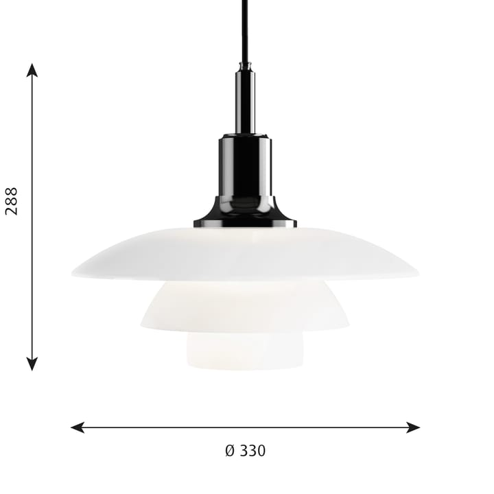 PH 3½-3 opaalglas hanglamp, Zwart Louis Poulsen