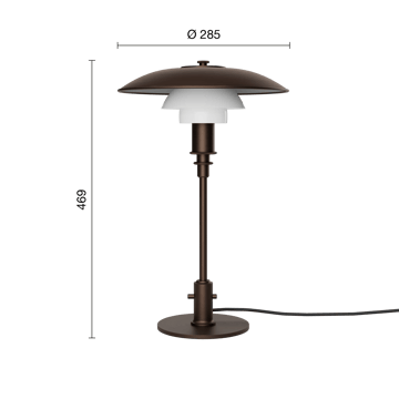 PH 3/2 Luna tafellamp - Aged brass-opaalglas - Louis Poulsen