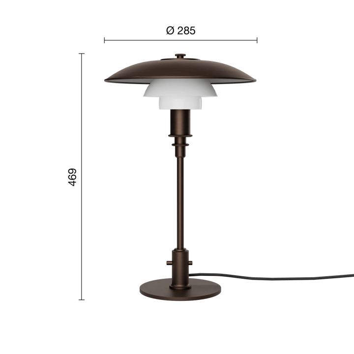 PH 3/2 Luna tafellamp, Aged brass-opaalglas Louis Poulsen
