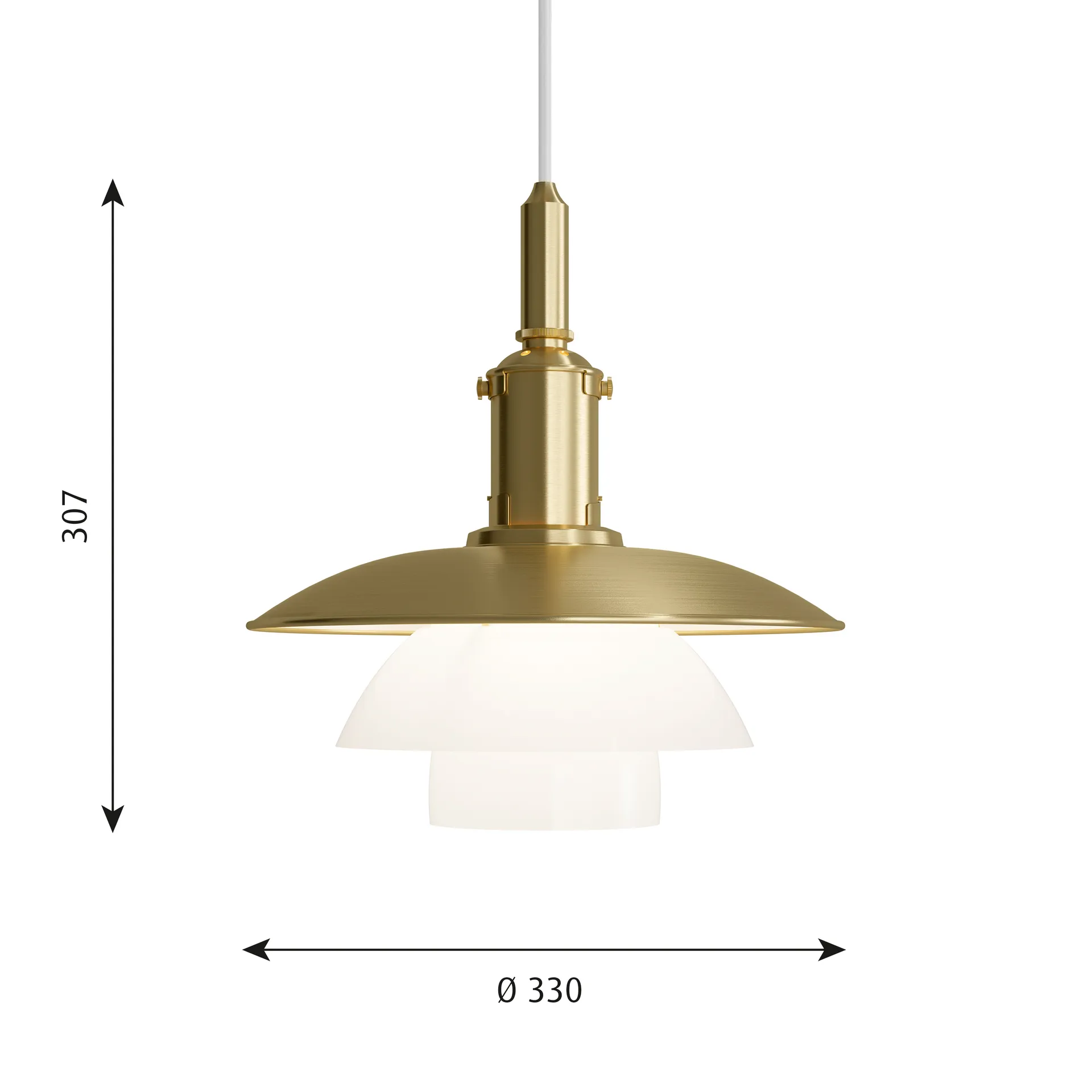 PH 3/3 hanglamp Limited Edition, Messing-opaalglas Louis Poulsen