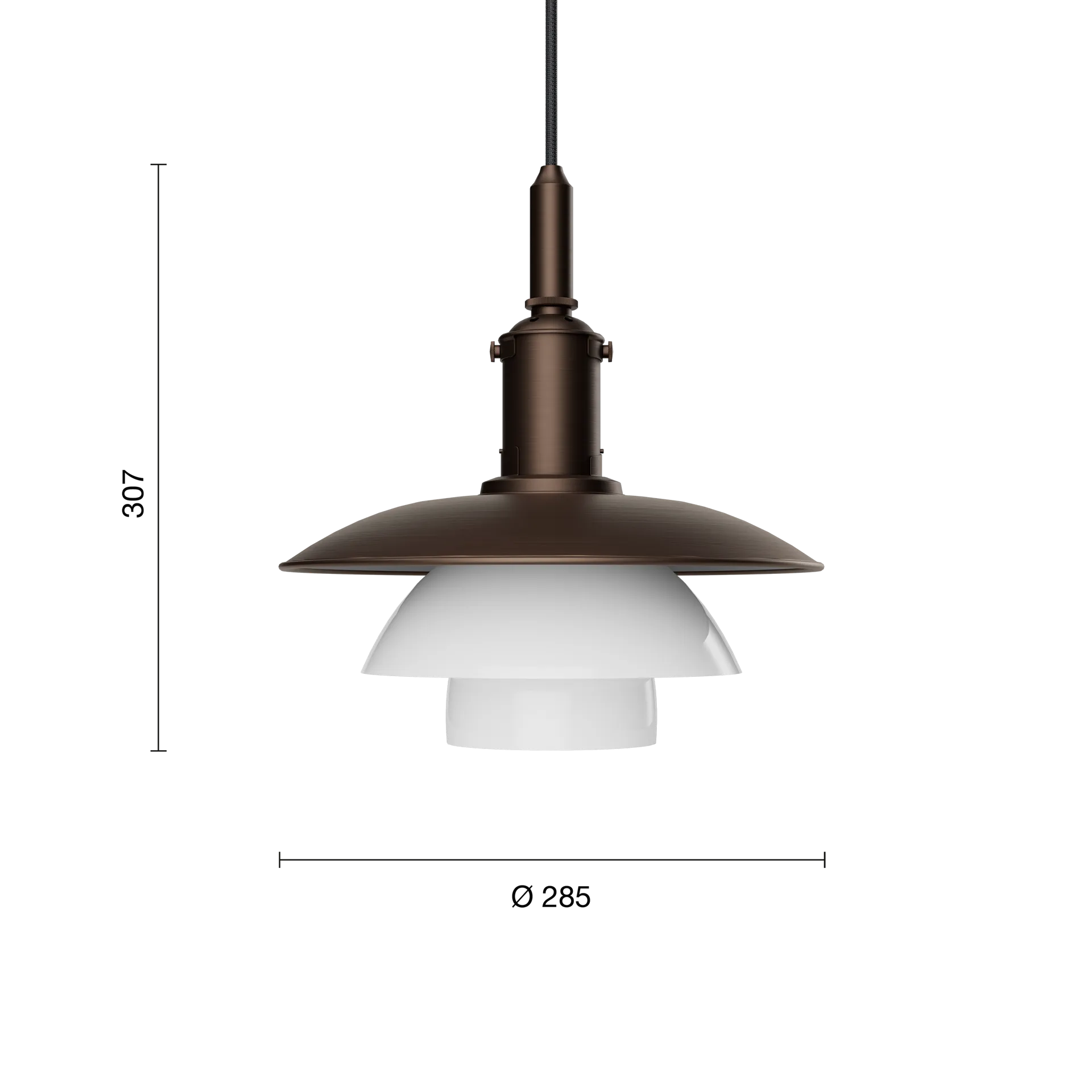 PH 3/3 Luna hanglamp, Aged brass-opaalglas Louis Poulsen