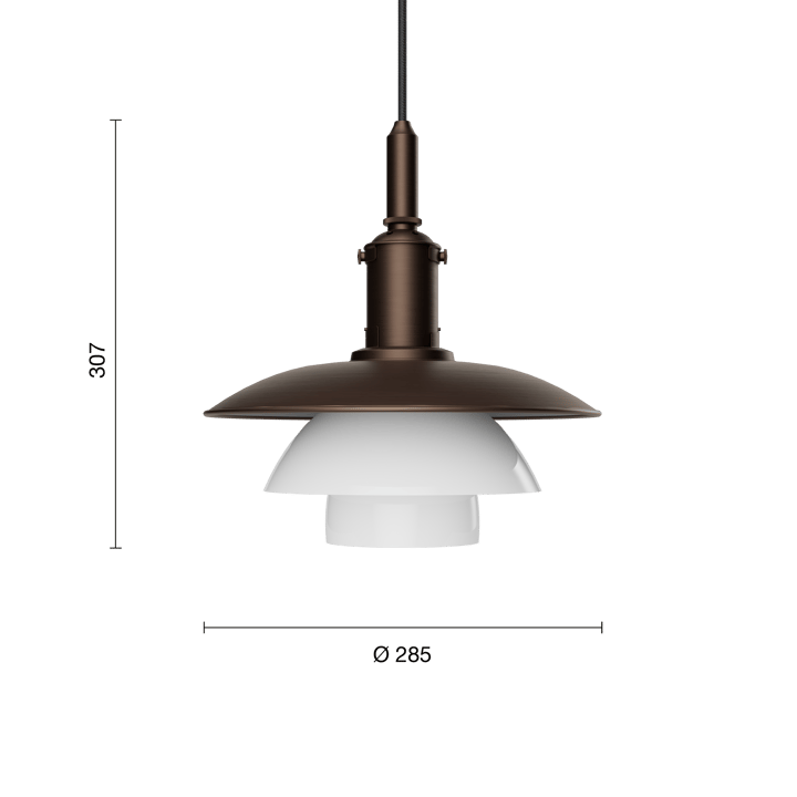 PH 3/3 Luna hanglamp, Aged brass-opaalglas Louis Poulsen