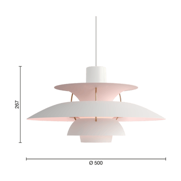 PH 5 Anniversary edition hanglamp - Matte white-pale rose - Louis Poulsen