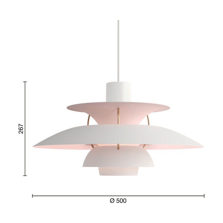 PH 5 Anniversary edition hanglamp, Matte white-pale rose Louis Poulsen