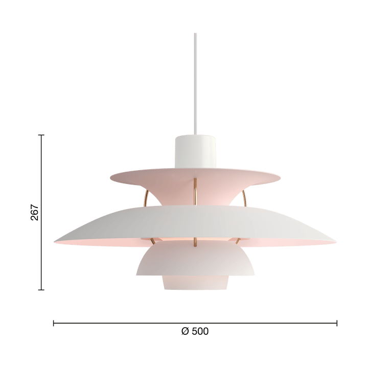 PH 5 Anniversary edition hanglamp - Matte white-pale rose - Louis Poulsen