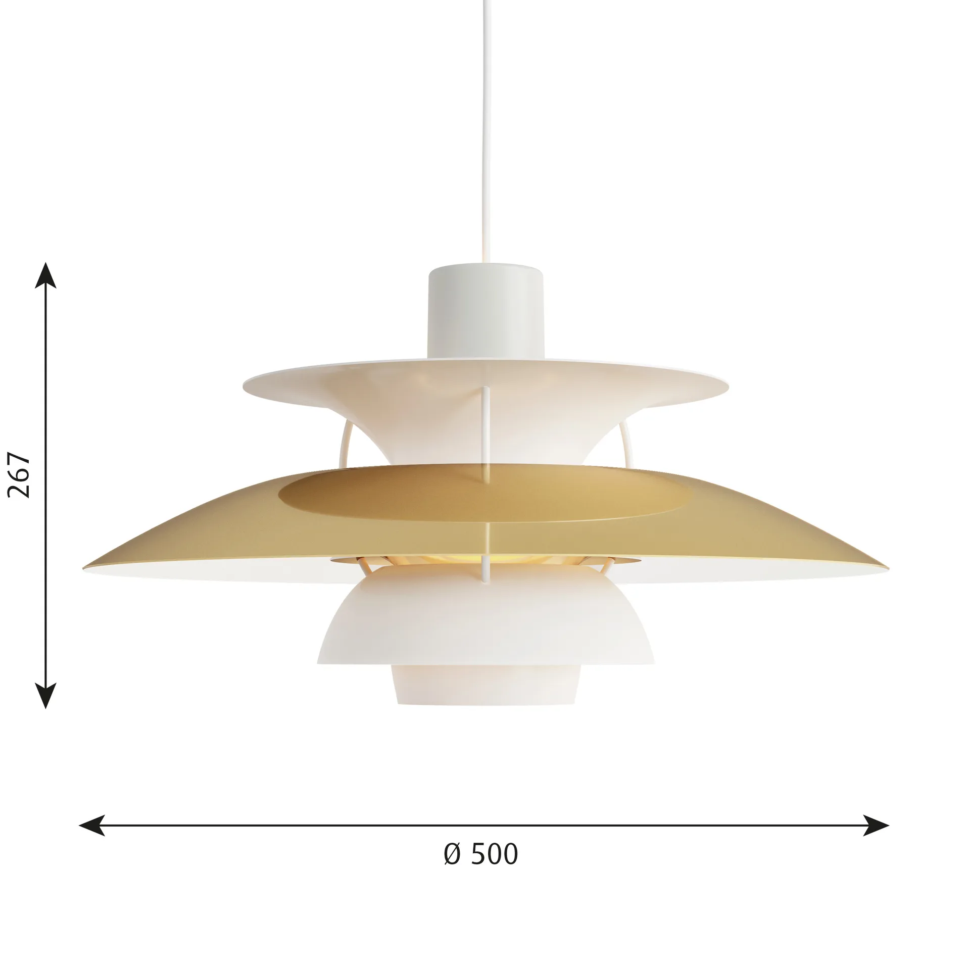 PH 5 hanglamp, Ø500, Messing Louis Poulsen
