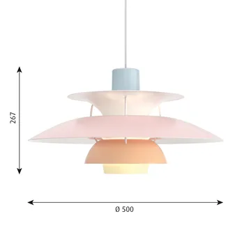 PH 5 hanglamp - Ø500, Pastel-blauw-roze-perzik - Louis Poulsen