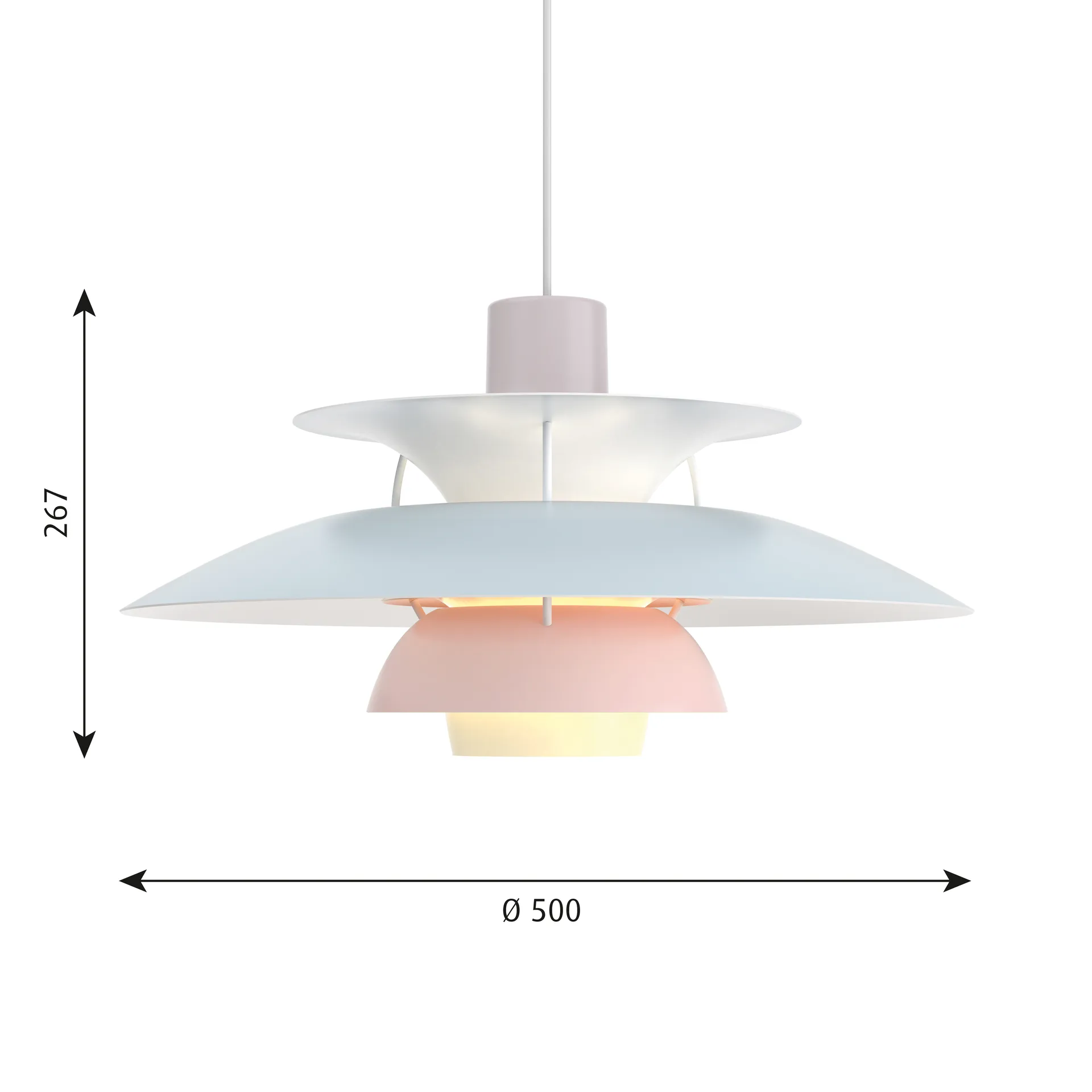 PH 5 hanglamp, Ø500, Pastel-oestergrijs-blauw-roze Louis Poulsen